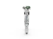 Solitaire Engagement Ring Setting for Fancy Green Heart-Shaped Center with Graduated Shared Prongs and Prong Head in Sterling Silver