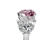 Leaf Cluster Engagement Ring Setting for Fancy Pink Heart-Shaped Center with Marquise Accents and Prong Head in Sterling Silver