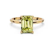 Minimalist Solitaire Engagement Ring Setting for Fancy Yellow Emerald Cut Center with Thin Band and Prong Head in Yellow Gold