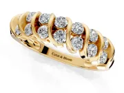 Round Cut Lab-Grown Diamond Multi-Row Channel-Set Wedding Band in Yellow Gold