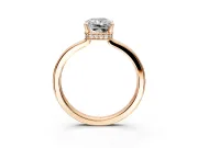 Hidden Halo Engagement Ring Setting for Radiant Cut Center with Wide Flat Plain Band and Prong Head in Rose Gold