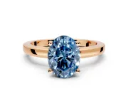 Solitaire Engagement Ring Setting for Fancy Blue Oval Center with Basket Rail and Prong Head in Rose Gold