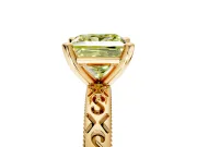 Solitaire Engagement Ring Setting for Fancy Yellow Princess Cut Center with Scrollwork Band and Prong Head in Yellow Gold