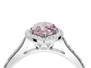 Halo Engagement Ring Setting for Fancy Pink Marquise Center with Pave Accents, Heart Basket and Prong Head in Platinum