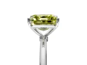 Solitaire Engagement Ring Setting for Fancy Yellow Asscher Cut Center with Straight Thin Band and Prong Head in Platinum