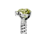 Rope Engagement Ring Setting for Fancy Yellow Heart-Shaped Center with Accent Shoulders and Prong Head in White Gold