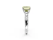 5 Stone Engagement Ring Setting for Fancy Yellow Asscher Cut Center with Plain Band and Prong Head in Sterling Silver