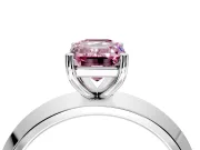 Solitaire Engagement Ring Setting for Fancy Pink Emerald Cut Center with Wide Knife Ridge Band and Prong Head in Platinum