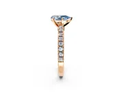 Solitaire Engagement Ring Setting for Fancy Blue Pear-Shaped Center with Single Row Accent Band and Prong Head in Rose Gold
