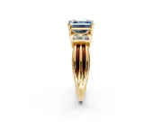 Solitaire Engagement Ring Setting for Fancy Blue Asscher Cut Center with Grooved Bar Accent Band and Prong Head in Yellow Gold