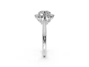 Starburst Halo Engagement Ring Setting for Round Cut Center with Thin Round-Wire Band and Prong Head in Platinum
