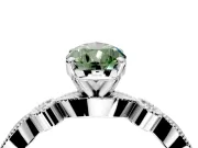 Solitaire Engagement Ring Setting for Fancy Green Pear-Shaped Center with Milgrain Bezel Accents and Prong Head in Platinum