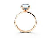 Solitaire Engagement Ring Setting for Fancy Blue Asscher Cut Center with Pave Accents and Prong Head in Rose Gold