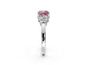 Solitaire Engagement Ring Setting for Fancy Pink Cushion Cut Center with Marquise Flower Shoulders and Prong Head in White Gold