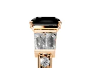 Channel-Set Engagement Ring Setting for Fancy Black Radiant Cut Center with Baguette Band and Prong Head in Rose Gold