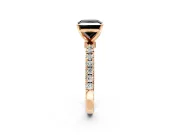 Open Basket Engagement Ring Setting for Fancy Black Princess Cut Center with Pave Band and Prong Head in Rose Gold