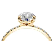 Solitaire Engagement Ring Setting for Pear-Shaped Center with Pave Accents and Prong Head in Yellow Gold