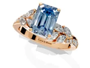 Solitaire Engagement Ring Setting for Fancy Blue Emerald Cut Center with Marquise Accent Twist Band and Prong Head in Rose Gold
