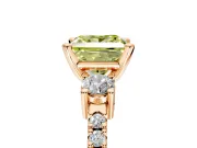 3 Stone Engagement Ring Setting for Fancy Yellow Princess Cut Center with Round Cut Side Accents and Prong Head in Rose Gold