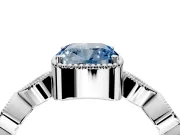 Vintage Station Engagement Ring Setting for Fancy Blue Cushion Cut Center with Accents and Prong Head in Platinum