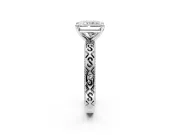 Solitaire Engagement Ring Setting for Radiant Cut Center with Scrollwork Band and Prong Head in Platinum