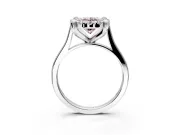 Single Halo Engagement Ring Setting for Fancy Pink Oval Center with Corner Claws, Plain Band and Prong Head in Sterling Silver