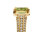 Solitaire Engagement Ring Setting for Fancy Yellow Emerald Cut Center with Accented Split Shank and Prong Head in Yellow Gold