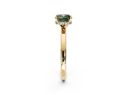 Hidden Halo Engagement Ring Setting for Fancy Green Cushion Cut Center with Plain Band and Tall Prong Head in Yellow Gold