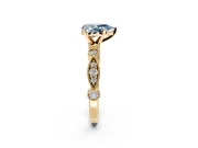 Solitaire Engagement Ring Setting for Fancy Blue Pear-Shaped Center with Milgrain Bezel Accents and Prong Head in Yellow Gold