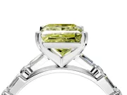 Baguette Engagement Ring Setting for Fancy Yellow Princess Cut Center with Alternating Bar-Set Band and Prong Head in Sterling Silver