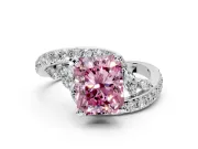 Solitaire Engagement Ring Setting for Fancy Pink Radiant Cut Center with Pave Bypass Twist Band and Prong Head in Platinum