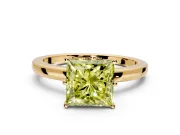 Solitaire Engagement Ring Setting for Fancy Yellow Princess Cut Center with Plain Band and Tulip Prong Head in Yellow Gold