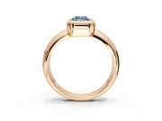 Solitaire Engagement Ring Setting for Fancy Blue Emerald Cut Center with Wide Band and Bezel Head in Rose Gold