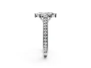 Solitaire Engagement Ring Setting for Marquise Center with Engraved Pave Band and Prong Head in Platinum