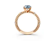 Rope Engagement Ring Setting for Fancy Blue Oval Center with Accent Shoulders and Prong Head in Rose Gold