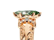Solitaire Engagement Ring Setting for Fancy Green Marquise Center with Filigree Accent Basket and Prong Head in Rose Gold