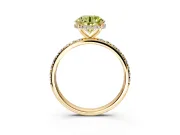 Hidden Halo Engagement Ring Setting for Fancy Yellow Round Cut Center with Pave Band and Prong Head in Yellow Gold