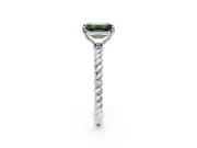 Solitaire Engagement Ring Setting for Fancy Green Emerald Cut Center with Plain Twisted Rope Band and Prong Head in Platinum