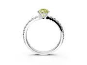 Solitaire Engagement Ring Setting for Fancy Yellow Pear-Shaped Center with Large Accent Band and Prong Head in Sterling Silver