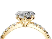 Solitaire Engagement Ring Setting for Heart-Shaped Center with Large Accent Band and Prong Head in Yellow Gold
