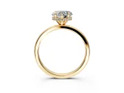 Hidden Halo Engagement Ring Setting for Heart-Shaped Center with Plain Band and Tall Prong Head in Yellow Gold