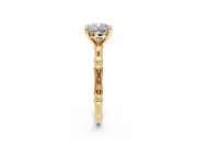 Solitaire Engagement Ring Setting for Cushion Cut Center with Bamboo Band and Prong Head in Yellow Gold