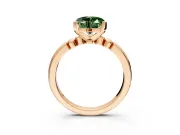 Solitaire Engagement Ring Setting for Fancy Green Heart-Shaped Center with Beaded Shoulders and Prong Head in Rose Gold