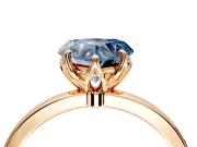 Solitaire Engagement Ring Setting for Fancy Blue Heart-Shaped Center with Thin Rounded Plain Band and Prong Head in Rose Gold