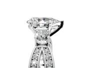 3 Stone Engagement Ring Setting for Pear-Shaped Center with Pave Twist Band and Prong Head in Sterling Silver