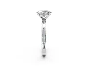 Solitaire Engagement Ring Setting for Oval Center with Channel Baguette Band and Prong Head in Sterling Silver