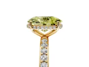 Hidden Halo Engagement Ring Setting for Fancy Yellow Oval Center with Pave Band and Prong Head in Yellow Gold