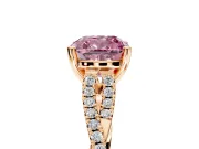 Solitaire Engagement Ring Setting for Fancy Pink Cushion Cut Center with Twisted Pave Split Shank and Prong Head in Rose Gold