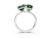 Fancy Green Asscher Cut and Emerald Cut Lab-Grown Diamond Toi et Moi Engagement Ring with Prong-Set Stones in Platinum