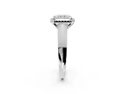 Halo Engagement Ring Setting for Radiant Cut Center with Knife Ridge Cathedral Band and Prong Head in Platinum